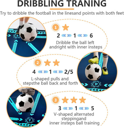 Soccer training mat,Soccer training equipment accessories for All Ages to Improve Speed Strength Agility and Coordination,Anti-Slip/Silent Mat