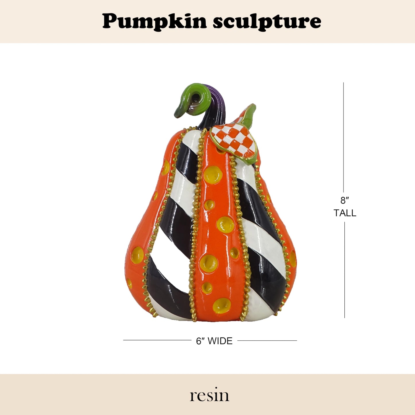 8 Inch Resin Pumpkin Statue, Halloween Fall Decor | Handmade resin, Thanksgiving centerpiece, Halloween tabletop, mantle & bookshelf decor