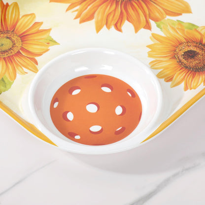 UPware Lovely Lemon Melamine Chip and Dip Snack Tray