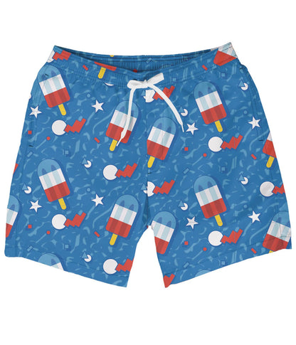 Tipsy Elves Men's USA Swimming Trunks 7'' Inseam 4 Way Stretch Fabric w/Mesh Liner Swim Trunks for Men Bathing Suit