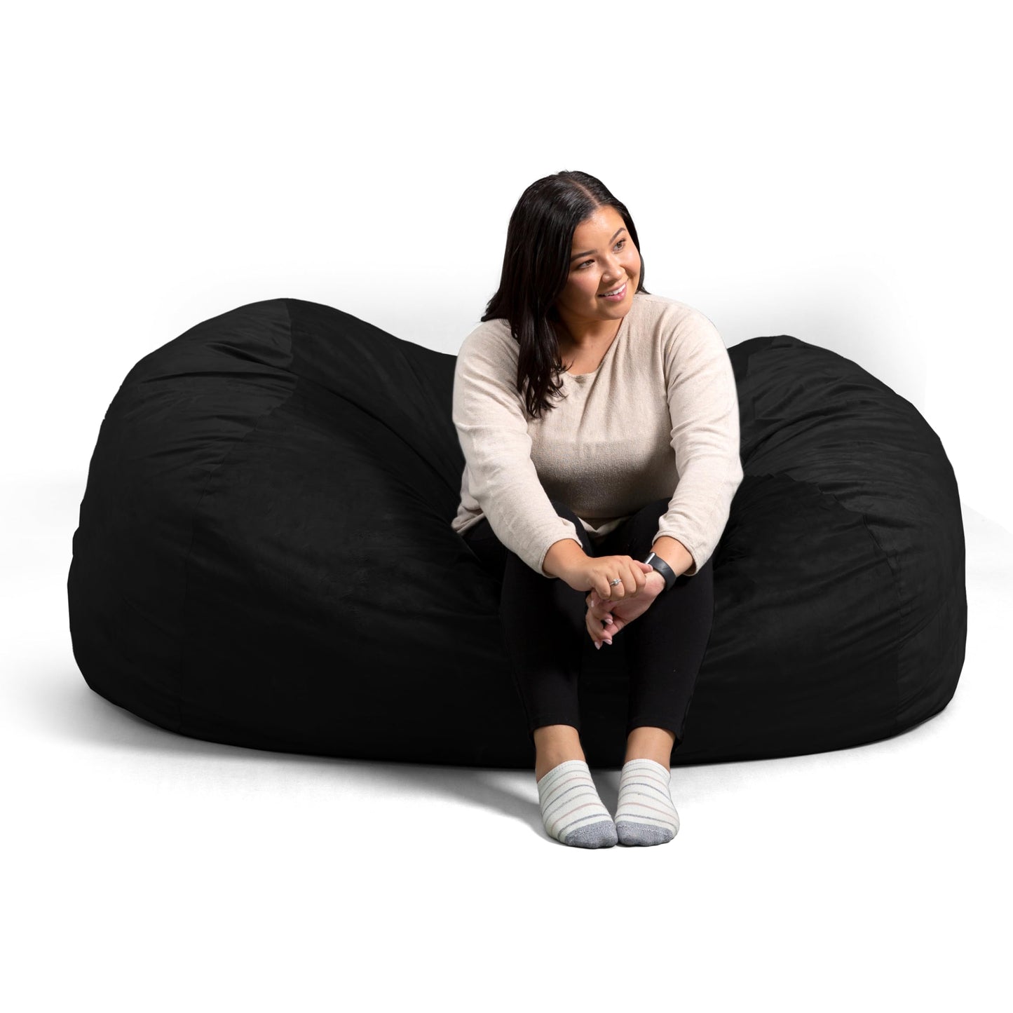 Big Joe Fuf 7Ft Giant Foam Bean Bag Chair, Oversized Couch with Removable Cover for Kids, Teens, Adults, Fog Lenox, Durable Woven Polyester, 7 Foot