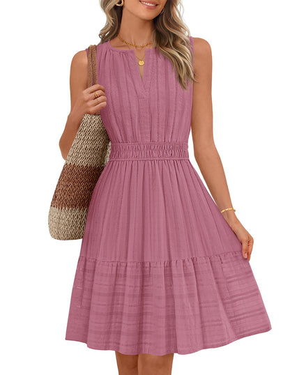 MEROKEETY Womens Summer Casual Beach Vacation Sleeveless Mini Sundress