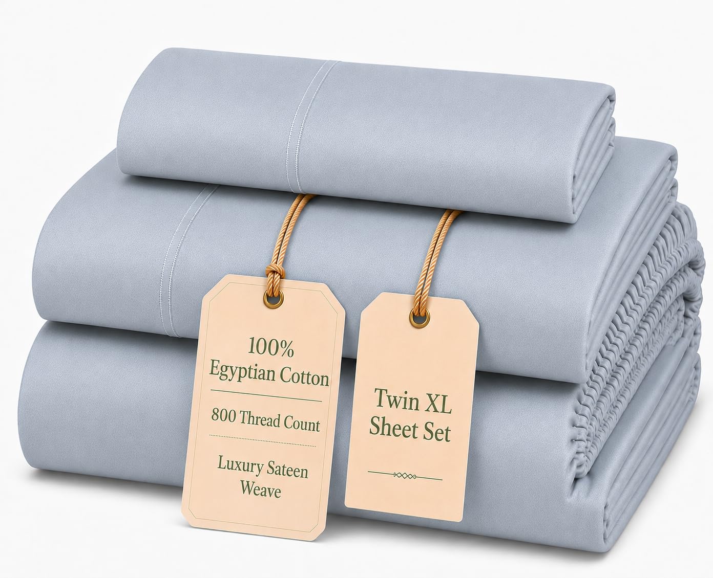 100% Egyptian Cotton Sheets King Size Sheets Set with Fully Elasticated 15" Deep Fitted Sheet & Pillowcase Sets, 800TC Sateen Weave Hotel Collection King Sheet Set, Soft Luxury White Bedding