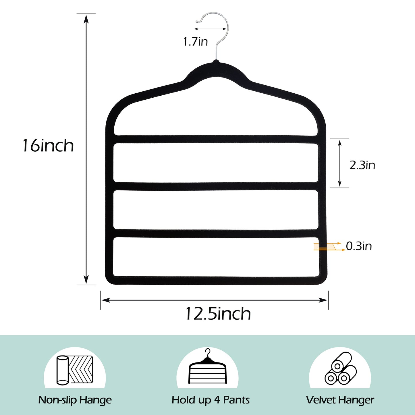 Velvet Pants Clothes Hanger Space Saving Non Slip Pants Shorts Hanger