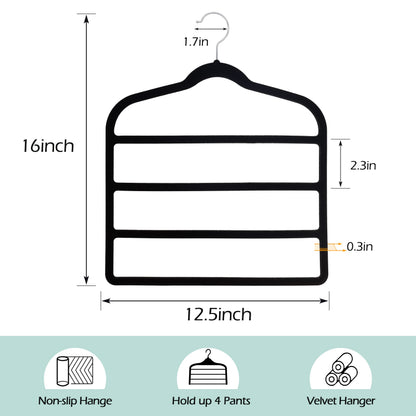 Velvet Pants Clothes Hanger Space Saving Non Slip Pants Shorts Hanger