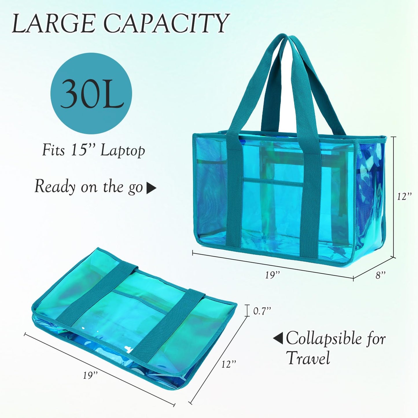 Fammart Iridescent Clear Beach Bags (Waterproof)