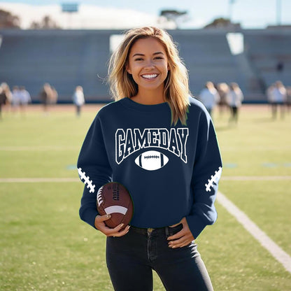 FAYALEQ Game Day Sweatshirts Women Football Sweatshirt Football Rugby Pullovers Casual Game Day Fan Pullover Top