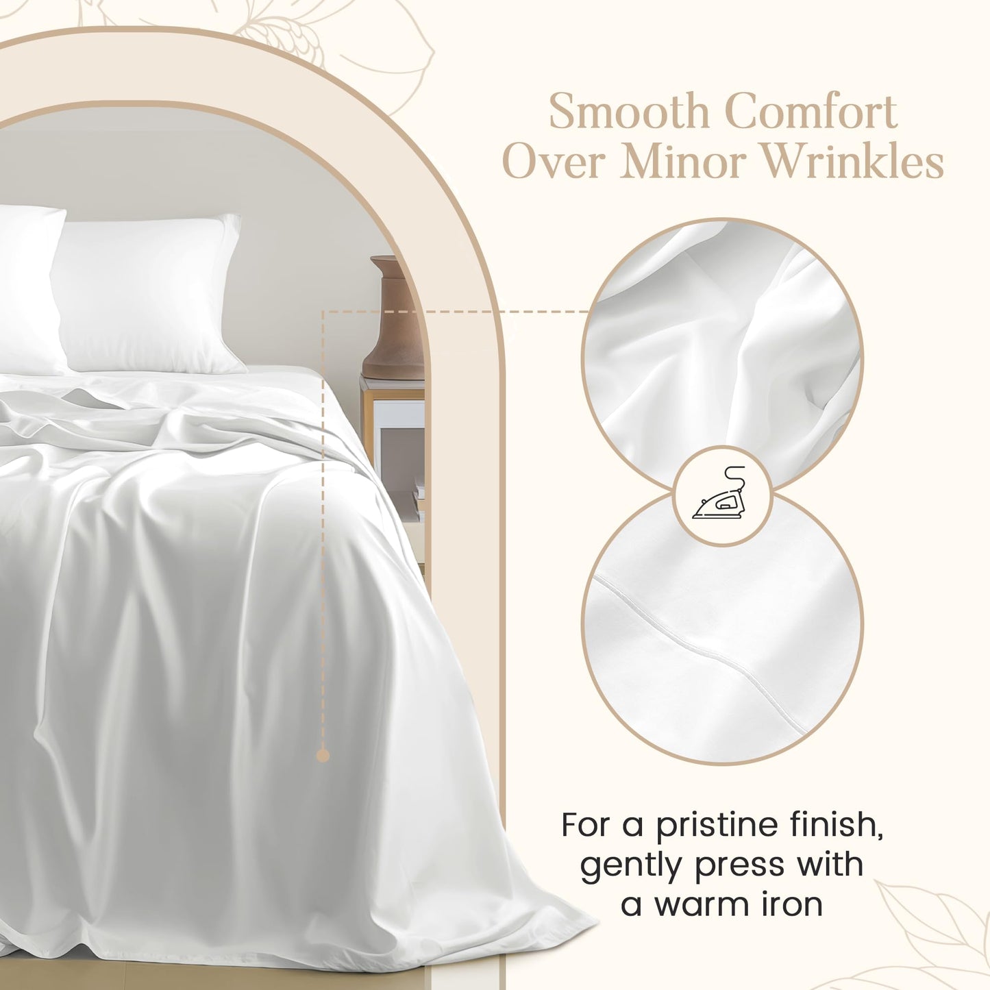 100% Egyptian Cotton Sheets King Size Sheets Set with Fully Elasticated 15" Deep Fitted Sheet & Pillowcase Sets, 800TC Sateen Weave Hotel Collection King Sheet Set, Soft Luxury White Bedding