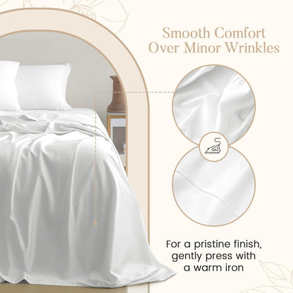 100% Egyptian Cotton Sheets King Size Sheets Set with Fully Elasticated 15" Deep Fitted Sheet & Pillowcase Sets, 800TC Sateen Weave Hotel Collection King Sheet Set, Soft Luxury White Bedding