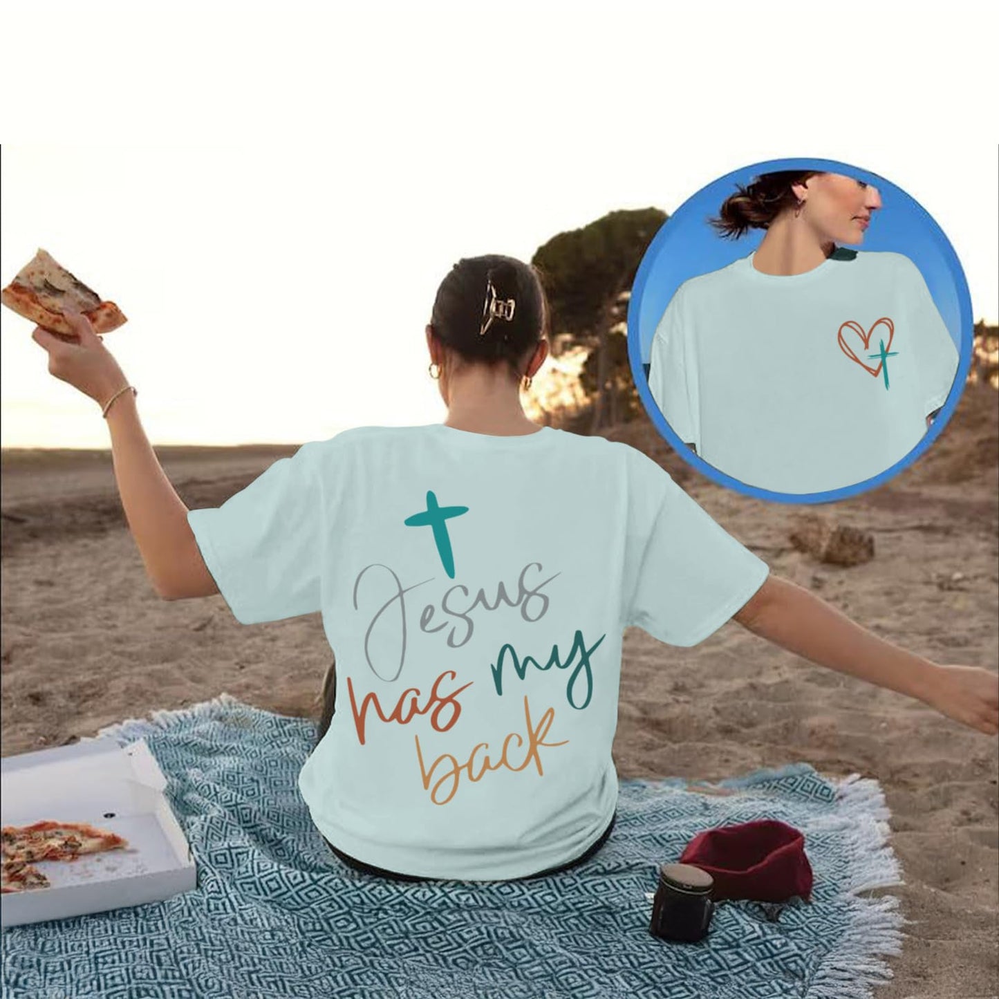 Tuislay Christian Shirts for Women Jesus Has My Back