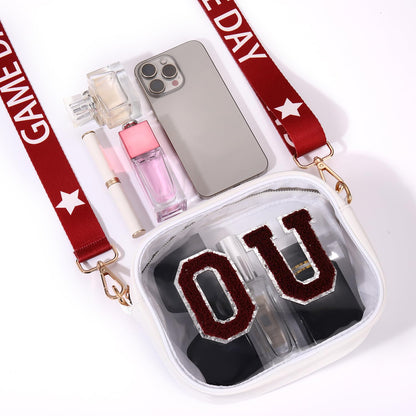 Game Day Clear Bag for Women Football Stadium Approved Clear Crossbody Purse Game Day Accessories Outfits