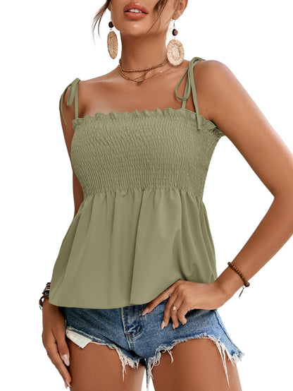 LYANER Women's Tie Shoulder Cute Cami Blouse