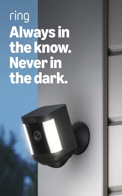 Ring Spotlight Cam Plus, Battery, Home or business security with HD video, Two-Way Talk, Color Night Vision, and Security Siren, 2-pack, White