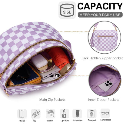 Pure Colour Crossbody Bum Bags for Women Spacious Checkered Cross body Bag Nylon Trendy Fanny Pack for Travel
