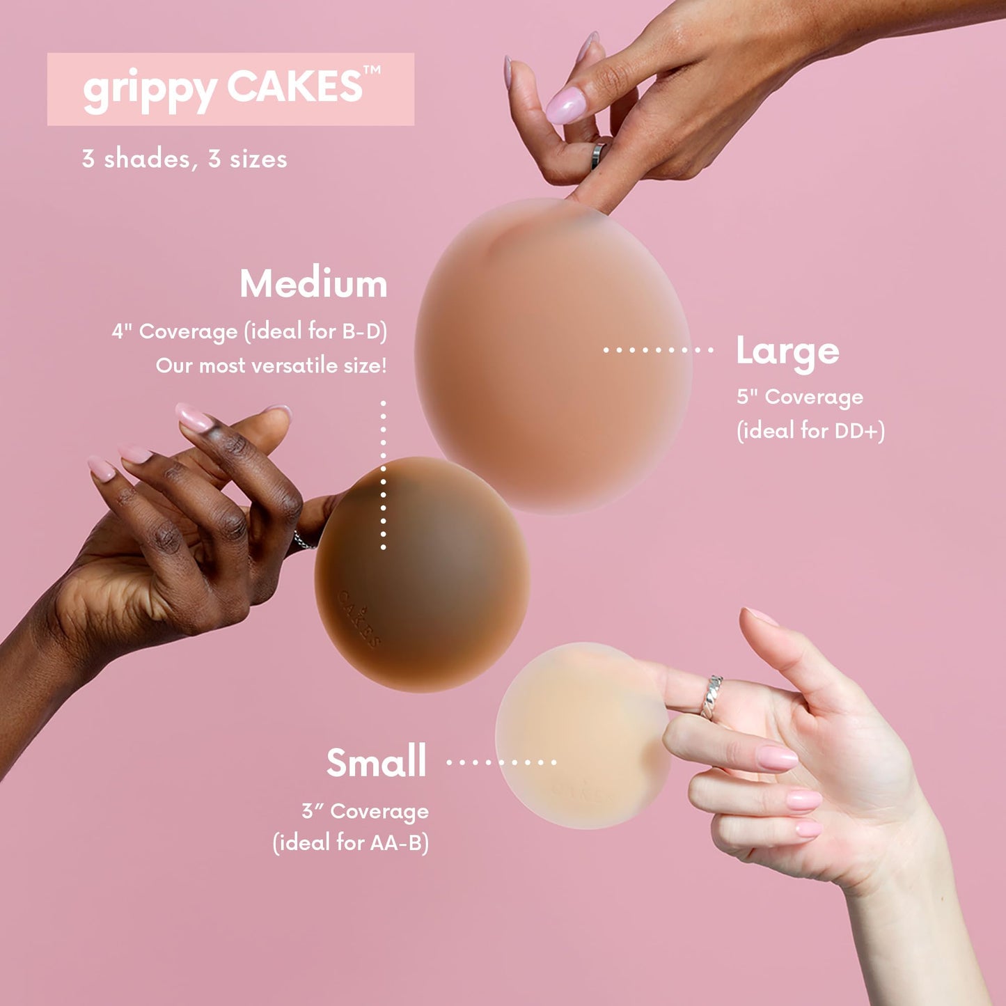 CAKES Body® Grippy Non-Adhesive Silicone Nipple Covers for Women (NO STICKY ADHESIVE) - Reusable, Silicone (Circle)
