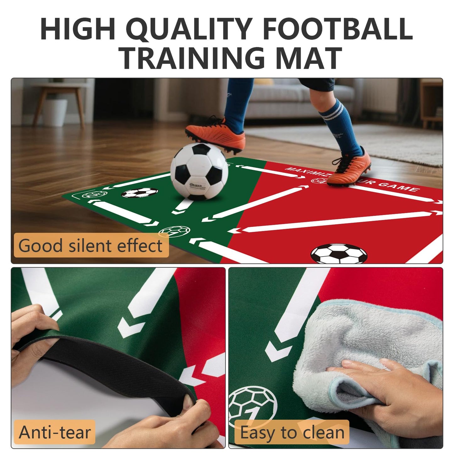 Soccer training mat,Soccer training equipment accessories for All Ages to Improve Speed Strength Agility and Coordination,Anti-Slip/Silent Mat