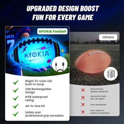 Rechargeable Light Up Soccer Ball Size 5 Tri-Color Glow in Dark