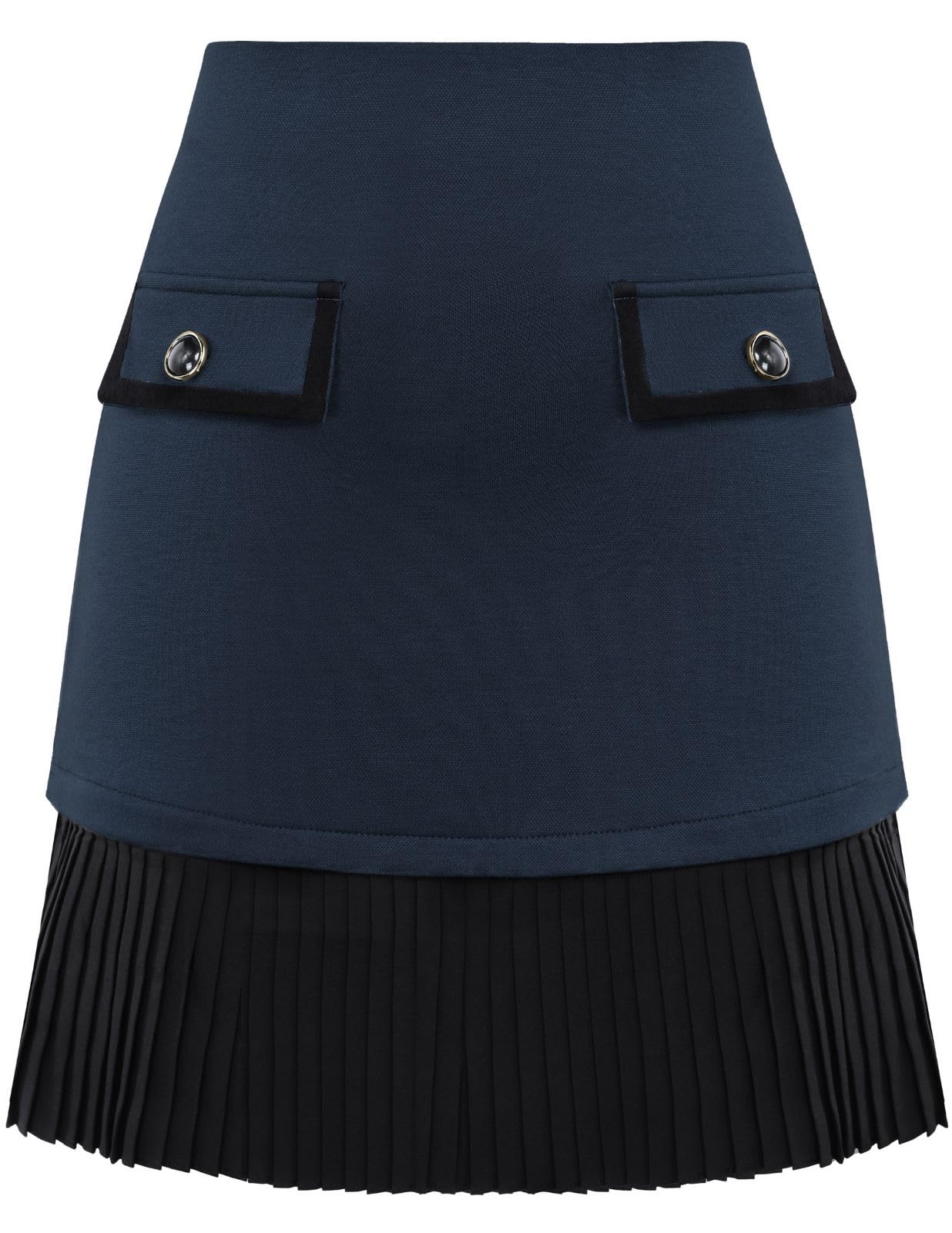 Kate Kasin Women's Plaid Mini Skirt, High Waist Pleated A-Line Skirts
