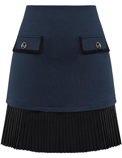 Kate Kasin Women's Plaid Mini Skirt, High Waist Pleated A-Line Skirts