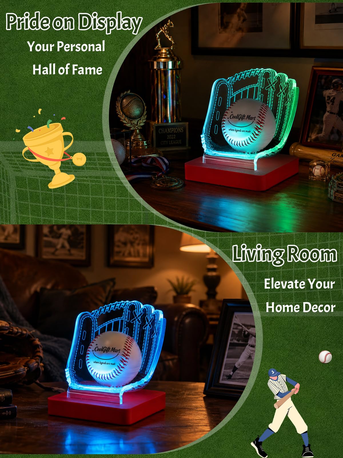 CoolGift Mart Light Up Baseball Glove Display Stand