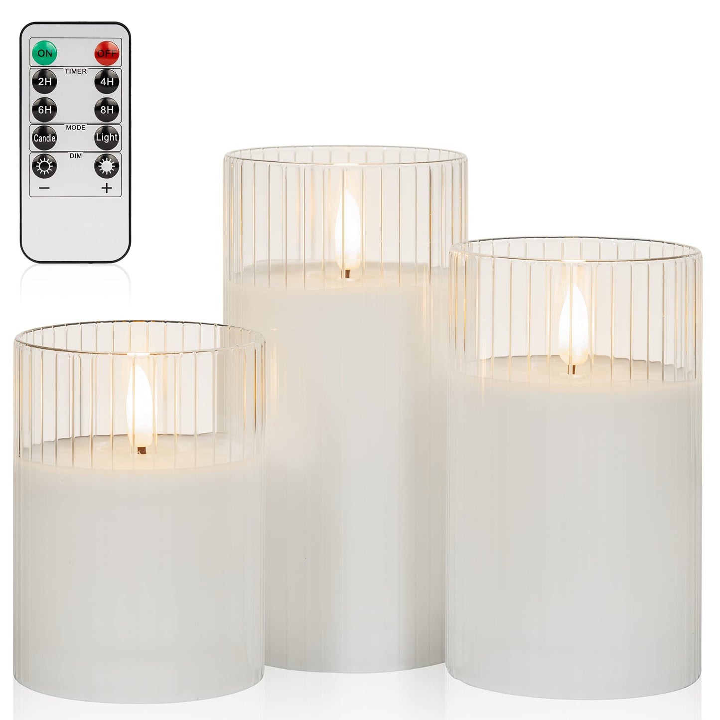 ANGELLOONG Gold Candles for Bathroom Decor, Glass Flameless Candles with Remote, Battery Operated LED Pillar Fake Candles with Timer for Christmas Home Fireplace Mantle Fall Decor