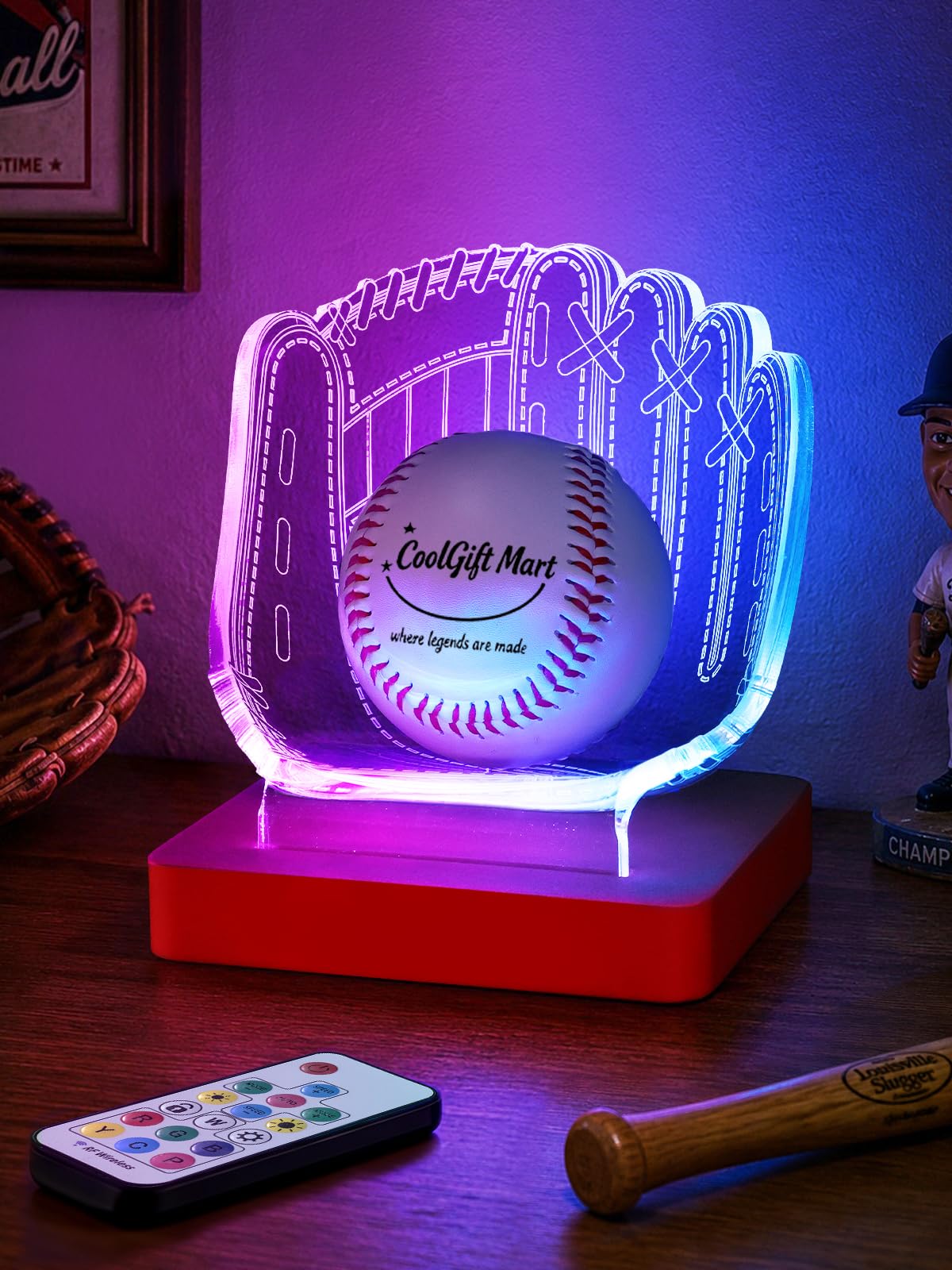 CoolGift Mart Light Up Baseball Glove Display Stand