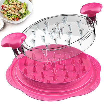 SURETIVIAN Chicken Shredder Tool Twist Large Chicken Breast Shredder with Brush&Fork, Visible Meat Shredder Machine, Anti-Slip Strip, Ergonomic Handle, BPA Free, Pork Beef Chicken(Hot Pink)