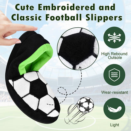 Little Kids Big Boys Warm Slippers with Soft Memory Foam Slip-on Indoor Football Slippers