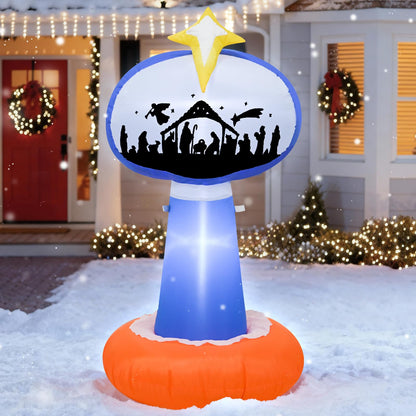 TRMESIA 8 Feet Jesus Birth Decoration Indoor Outdoor Inflatable Nativity Scene with LED Lights, Christmas Garden Lawn Decoration, Blow up Xmas Decor, Holiday Celebrations and Parties