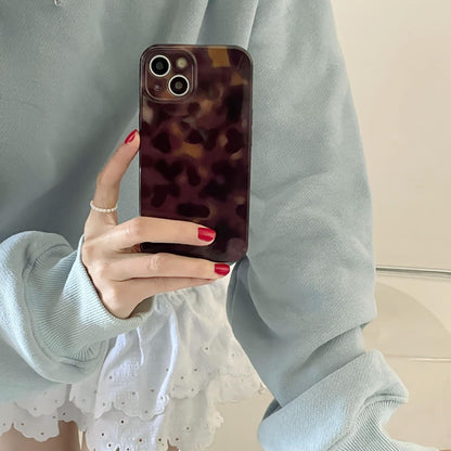 Aesthetic Tortoise Shell Phone Case for iPhone 17 Pro 6.3in,Retro Cool Girl Leopard Print Brown Amber Trendy Full Camera Protective Cover for iPhone 17pro 6.3"