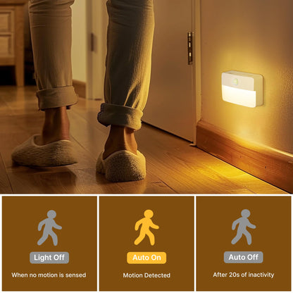 Guankai 8 Pack Motion Sensor Stair Light for Indoor, Battery Operated Closet Lights, Wireless Stick on Anywhere Hallway Lamp, Portable Led Night Lamps for Bedroom Under Cabinet Kitchen