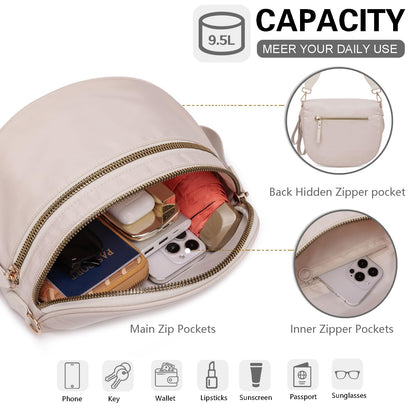 Pure Colour Crossbody Bum Bags for Women Spacious Checkered Cross body Bag Nylon Trendy Fanny Pack for Travel