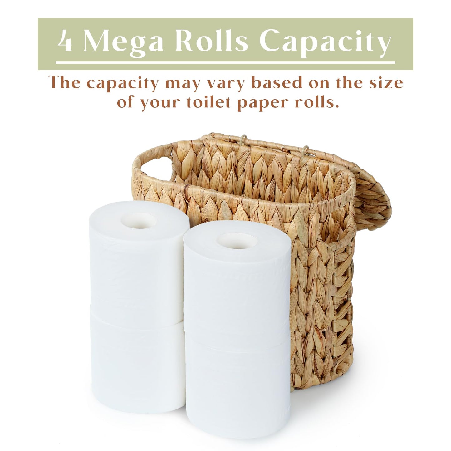 YANGQIHOME Toilet Paper Storage, Water Hyacinth Toilet Paper Storage with Lid, Papers Container for up to 9 Mega Rolls, Bathroom Basket Organizer