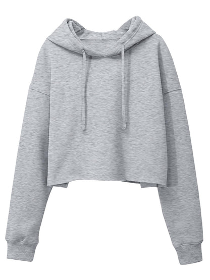 ORANDESIGNE Woman Graphic Print Cropped Hoodie Long Sleeve Fleece Pullover | 60% Cotton,Soft Fleece Fabric,Durable Letter Graphic Print,Drop Shoulder,Loose Fit,Easy Care,Going Out,Fall&Winter Casual