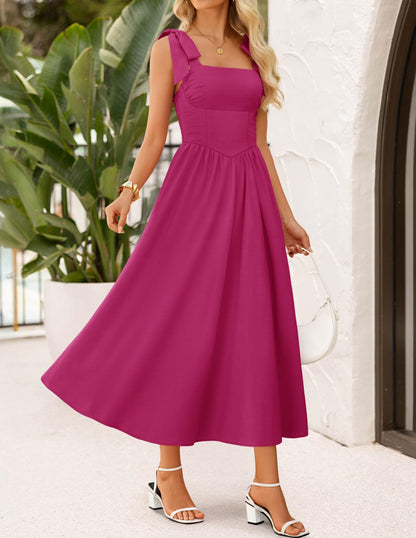 ZESICA Women's Summer Tie Shoulder Wedding Guest Maxi Dress