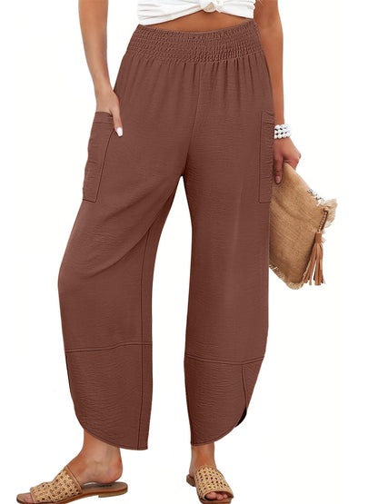 ANRABESS Womens Wide Leg Palazzo Capri Pants 2026 Summer Casual High Waisted Barrel Lounge Flowy Cropped Beach Work Trousers