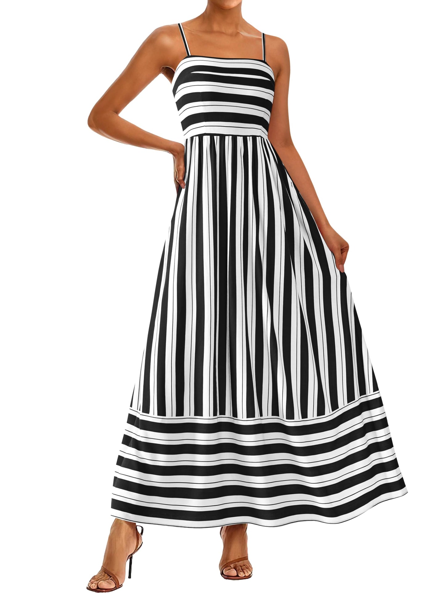 PRETTYGARDEN Women’s Boho Floral Striped Summer Maxi Dress