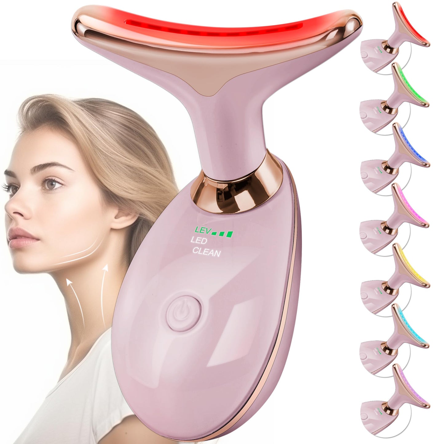 Facial Massager Face and Neck, Face 𝖲 culpting Wand Tool with 7 Color - Birthday, Christmas, Mothers Day, Valentines Day Gifts for Her Women Mom Best Friend Wife Teacher (White)