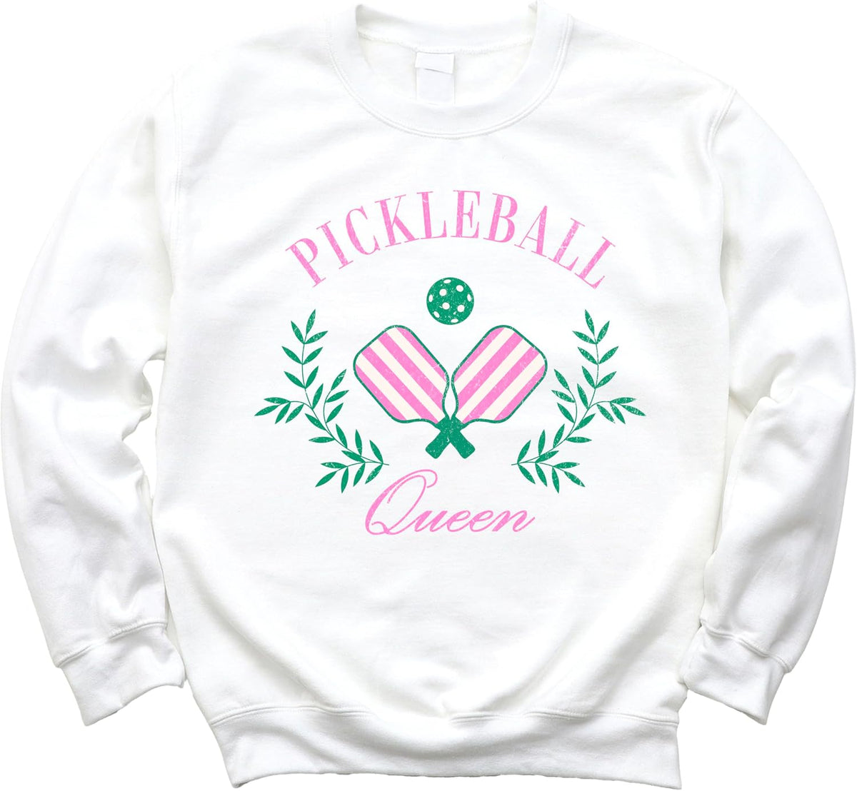 Olive Loves Apple Pickleball Queen Sweatshirt for Women and Teens Cozy Pickleball-Inspired Pullover