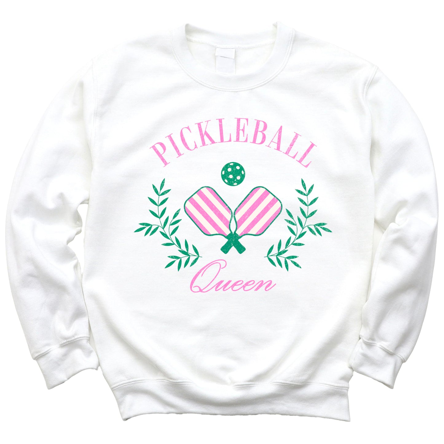 Olive Loves Apple Pickleball Queen Sweatshirt for Women and Teens Cozy Pickleball-Inspired Pullover
