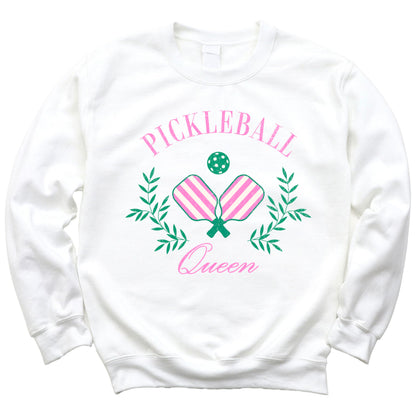 Olive Loves Apple Pickleball Queen Sweatshirt for Women and Teens Cozy Pickleball-Inspired Pullover