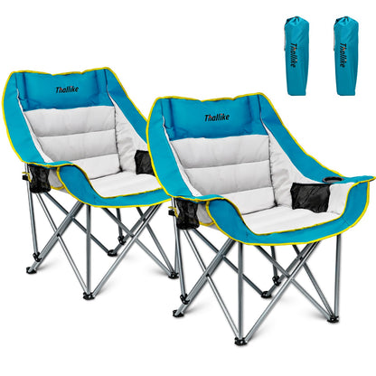 Oversized Camping Chair for Adults – Heavy Duty Folding Chair with Cup Holders, Storage Pocket & Carry Bag – Outdoor Padded Camp Chair for Camping, Backyard, Fishing & Sports – Supports 400lbs