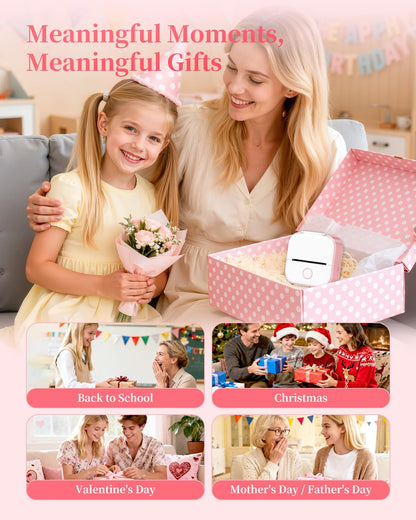 Memoking Mini Printer - Sticker Printer T02 Inkless Sticker Maker Machine