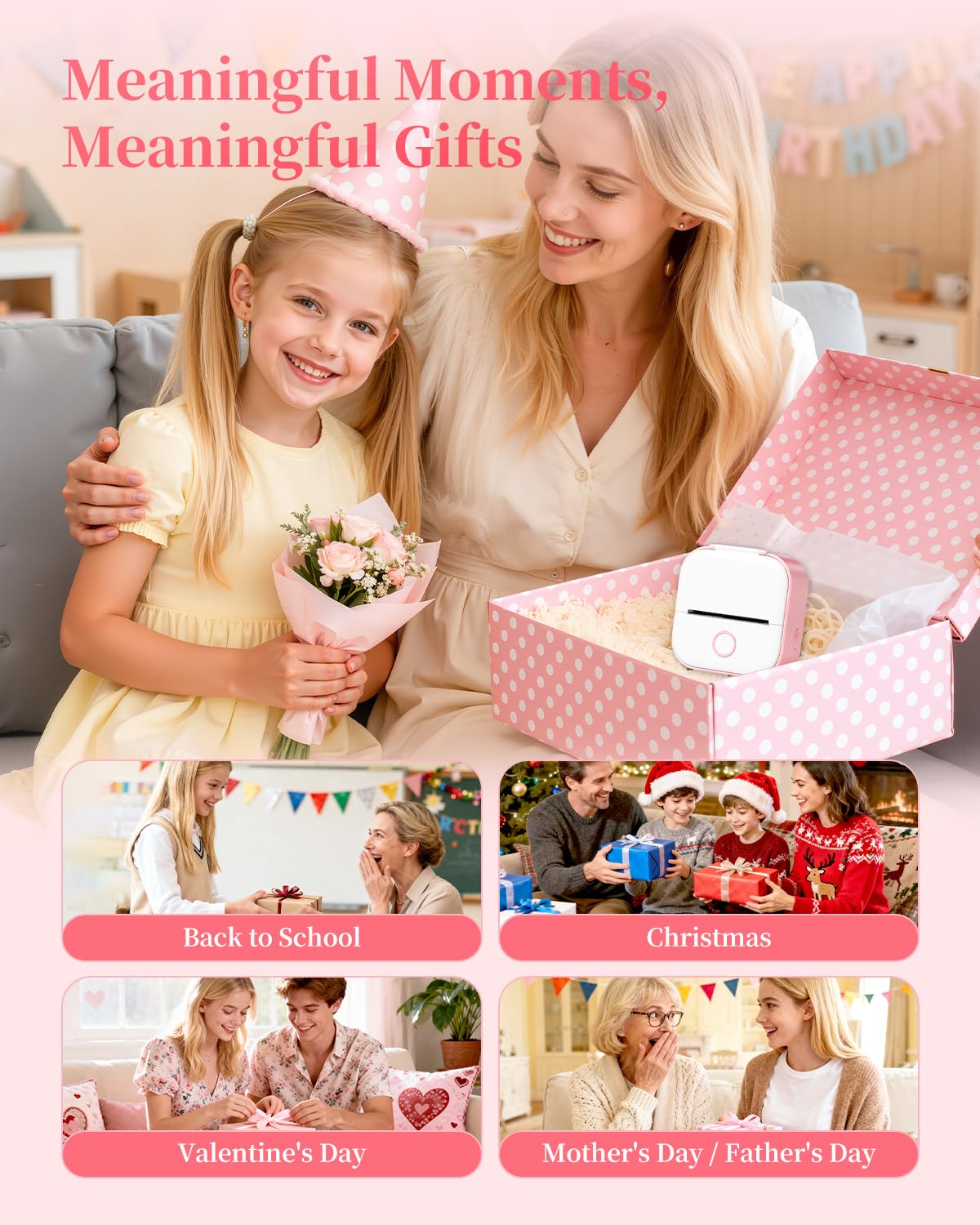 Memoking Mini Printer - Sticker Printer T02 Inkless Sticker Maker Machine