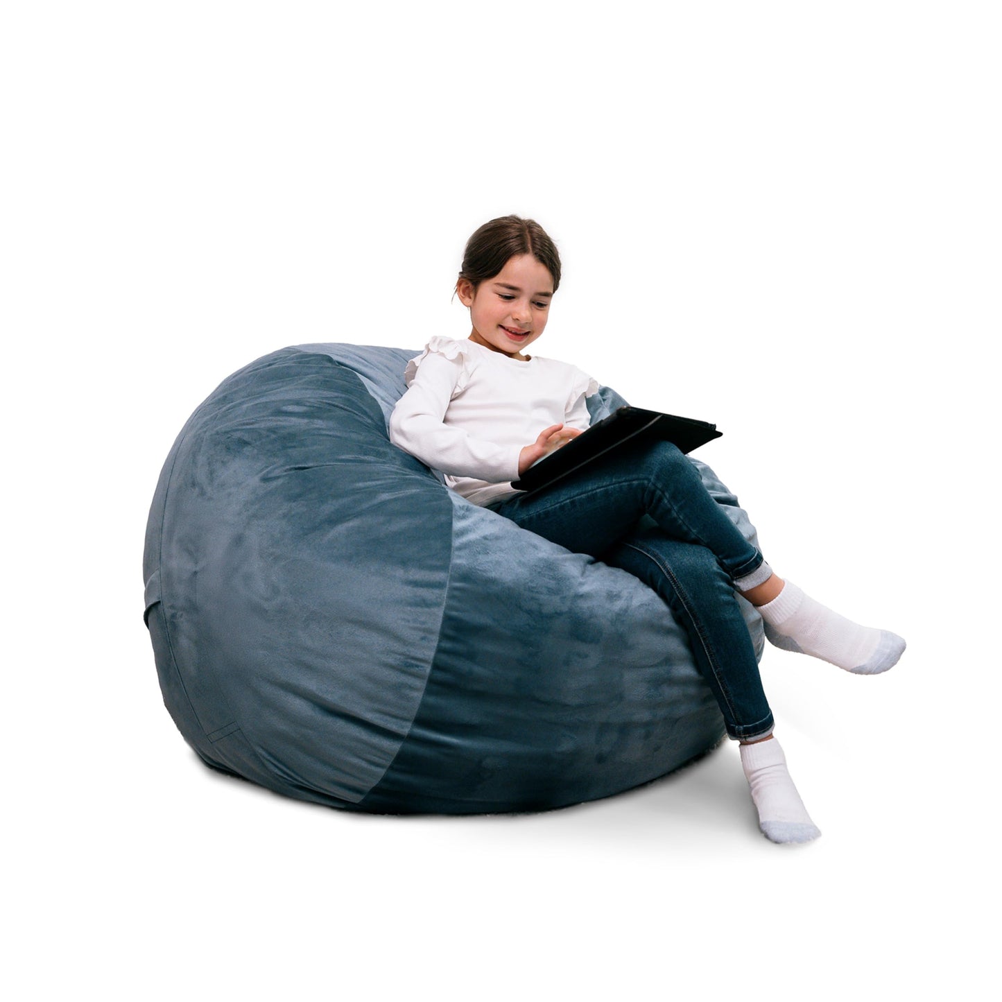 Big Joe Fuf 7Ft Giant Foam Bean Bag Chair, Oversized Couch with Removable Cover for Kids, Teens, Adults, Fog Lenox, Durable Woven Polyester, 7 Foot