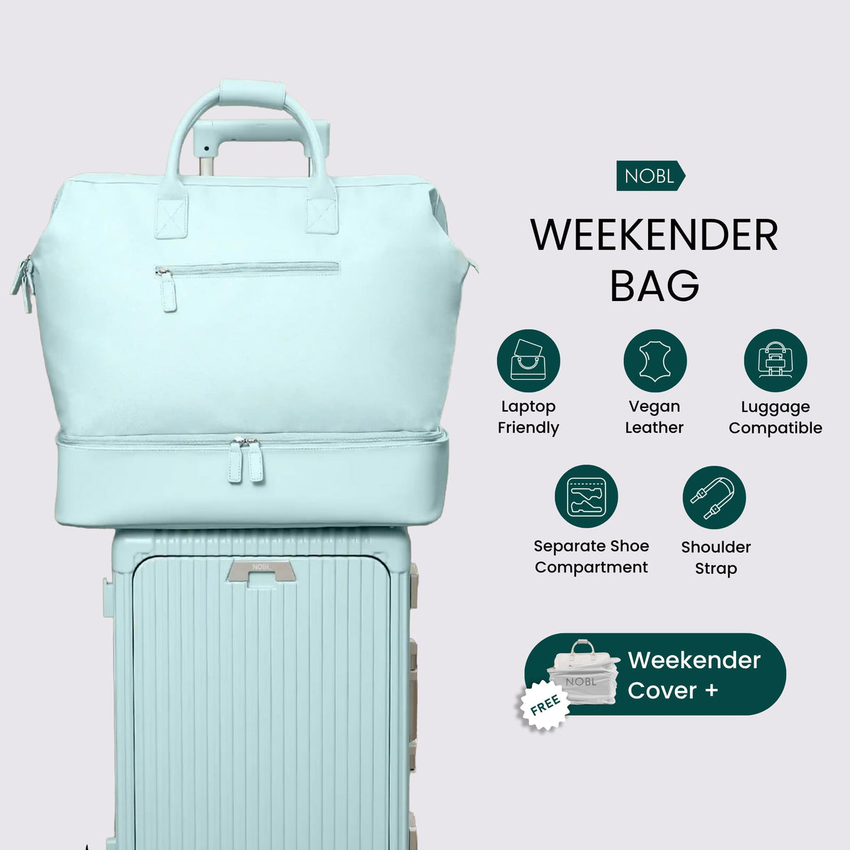 Nobl Travel Weekender Bag for Women & Men, Large Carry-On Duffel, Hot Pink