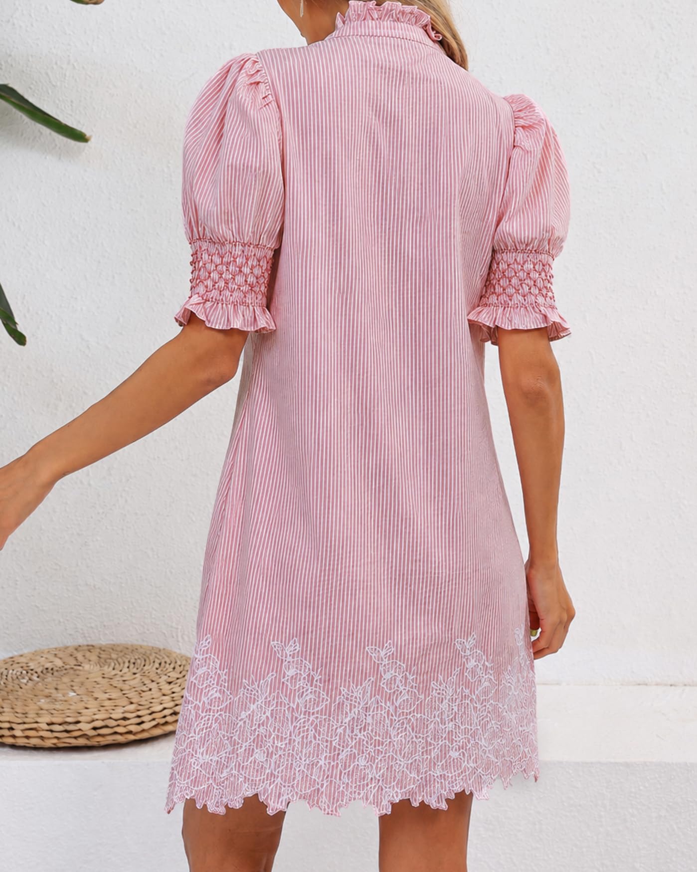 YEXPINE Women's Summer Embroidered Mini Dress