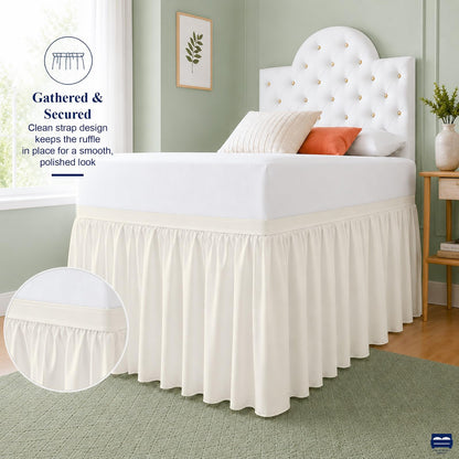 Cottingon Dorm Room Bed Skirt Twin XL, White Microfiber Dust Ruffle, 32 Inch Drop, Fits Standard College Beds 39 x 80, Under Bed Storage Cover, College Dorm Room Essentials, Back to School Bedding
