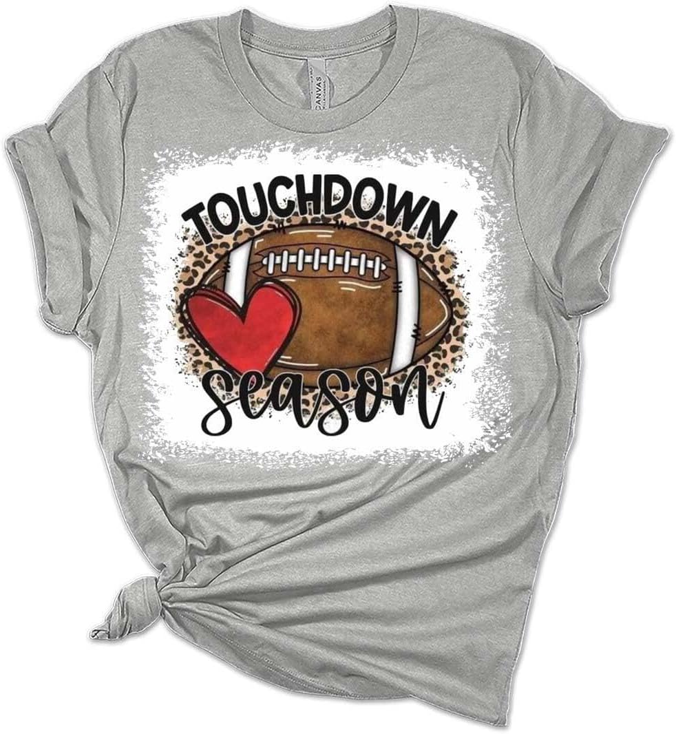 Football Shirts for Women Touchdown Season Tshirt Cute Leopard Bleach Print Fall Graphic Tees