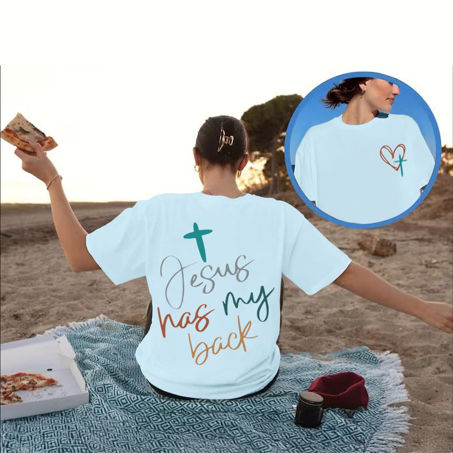 Tuislay Christian Shirts for Women Jesus Has My Back